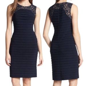 Adrianna Papell Navy Lace Shutter Layer Dress Size  US 2